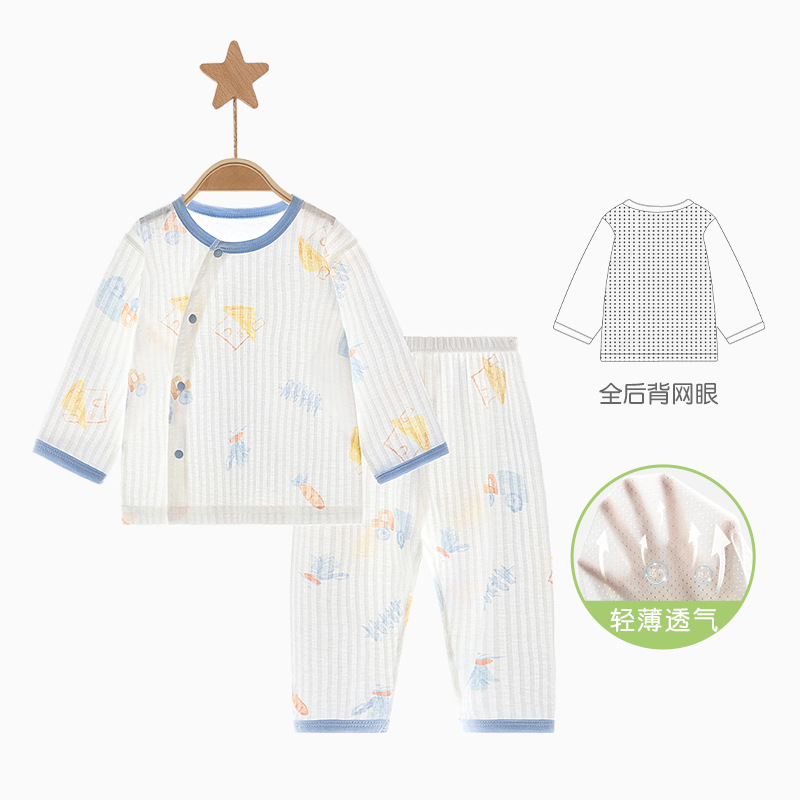 Pajamas infantiles de verano, ropa dividida delgada, 1 año, 2 niños y niñas, mangas largas, ropa de verano para bebés