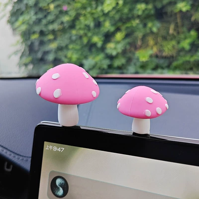 "Little Mushroom" Healing Car Car ornaments - pink-large-and-small-mushrooms-1-pair-free-traceless-glue
