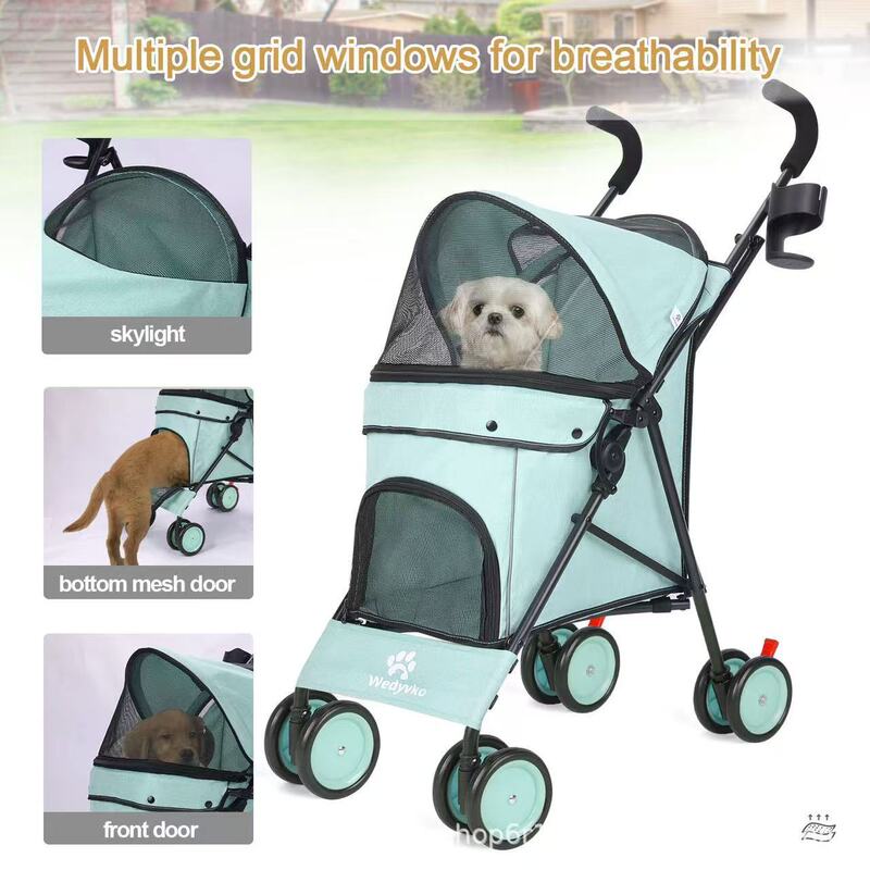 Pet Stroller for Small and Medium-Sized Dogs Like Corgis and Teddy, One-Touch Folding, Lightweight Foldable Stroller for Dogs and Cats When Going Out