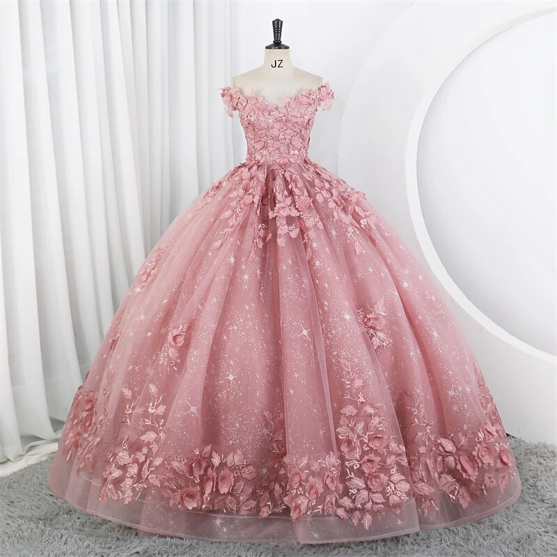 2026 New Adult Formal Dress with Puffy Tulle, Light Luxury, Niche Heavy Embroidery, Off-Shoulder Performance Dress, Ball Gown