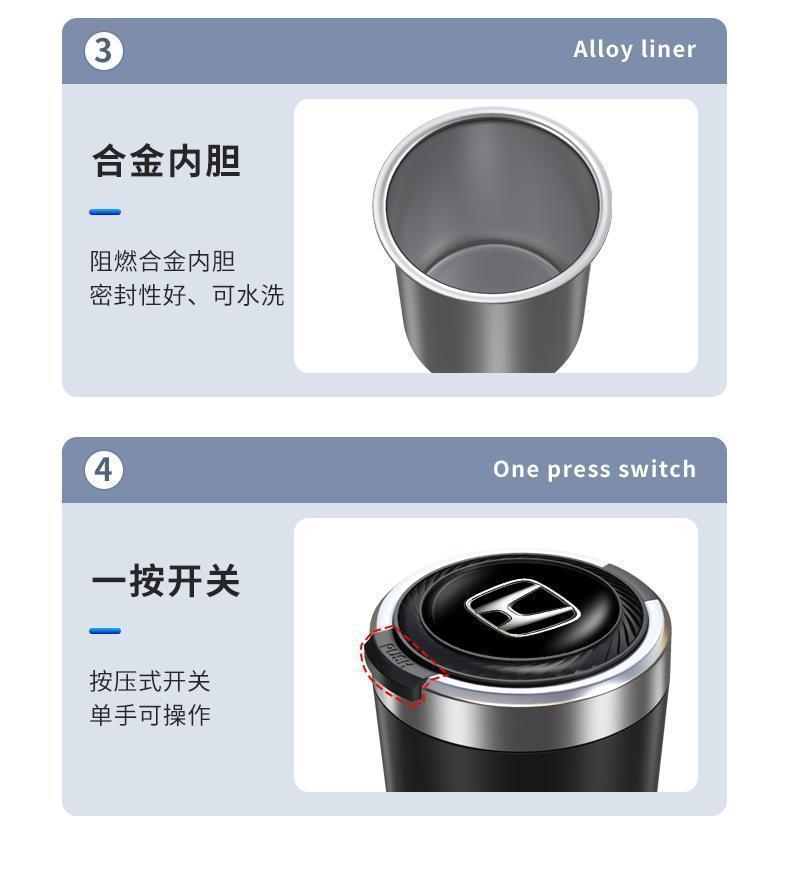 Car-mounted ashtray, anti-ash scattering, creative and personalized, trendy, multifunctional, high-end, with lid, automatic car accessory