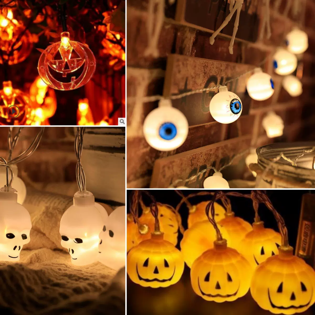 亚马逊新款万圣节装饰灯南瓜灯眼球骷髅蝙蝠灯室内户外led装饰灯