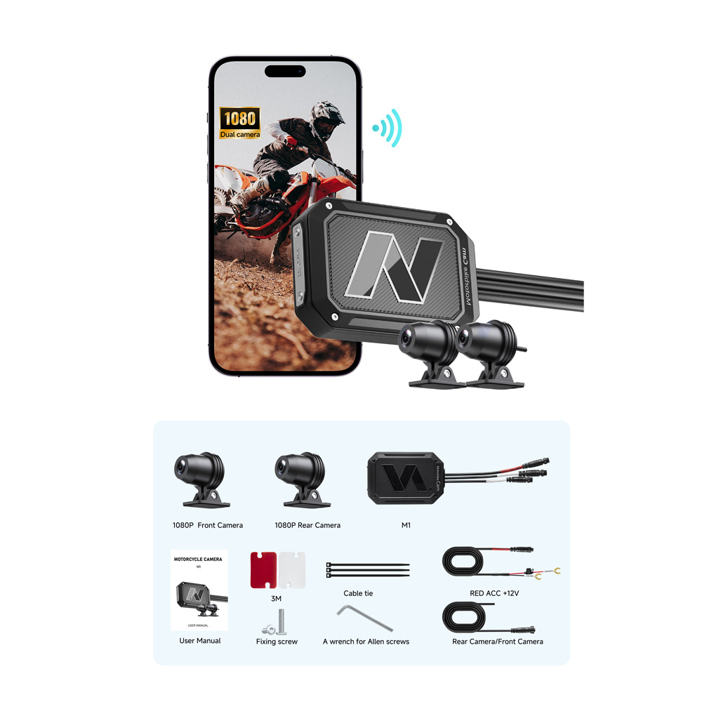 Cross-Border Best-Selling Motorcycle Dashcam with Wifi, Waterproof, Anti-Shake, 1080P Video Recording, Specifically for Motorcycle Travel