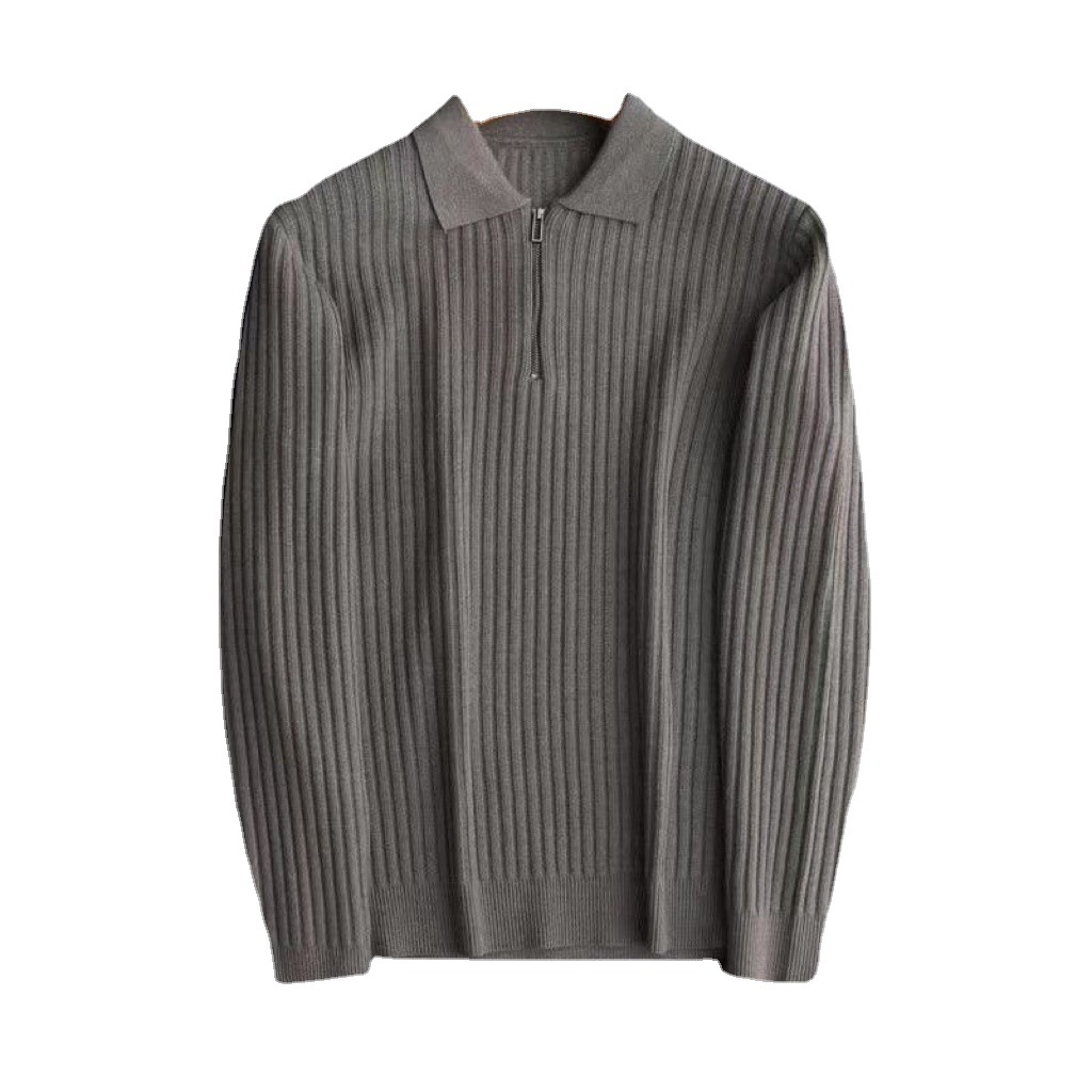 Nueva solapa de punto Polo camisa caliente pit suéter los hombres 2022 otoño y el invierno la luz negocios media cremallera Top moda
