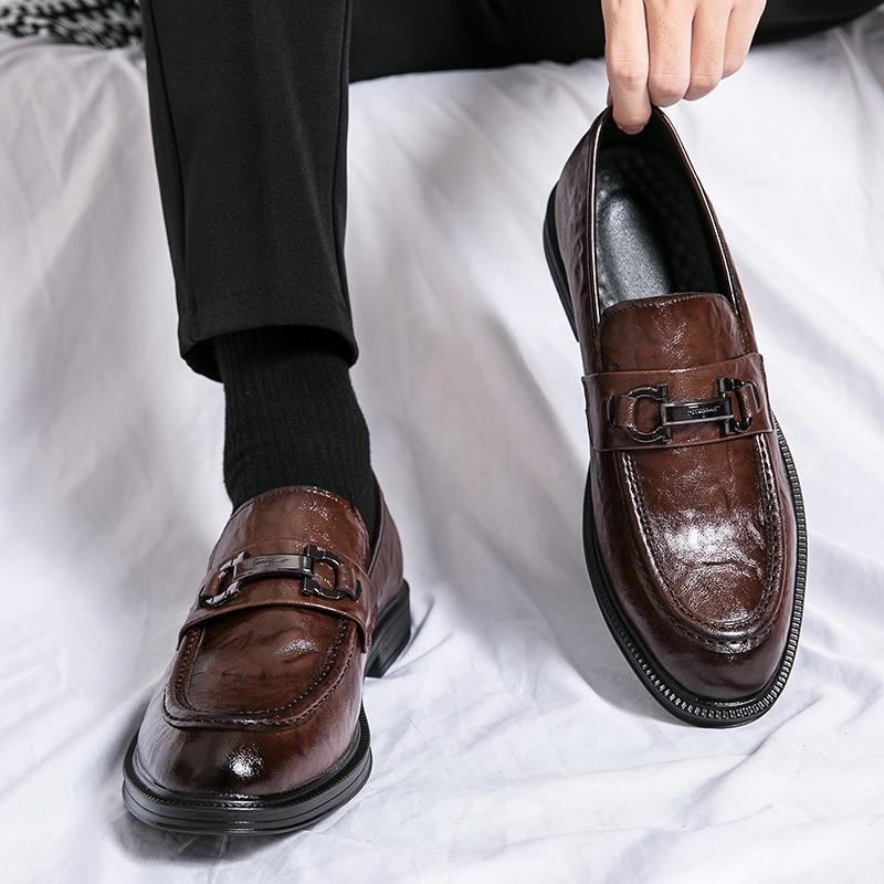 2025 zapatos de cuero para hombre Brock británico casual de negocios zapatos formales para hombre aumento de zapatos de traje a juego zapatos de boda y novio image 4
