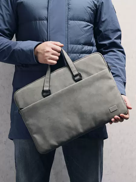 Computer Bag Satchel Men's Shockproof Pu Leather Notebook Crossbody Shoulder Bag 15.6inch Women's Liner Bag Waterproof Cross-Border