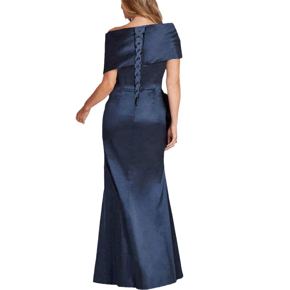 Comercio exterior de Europa y los Estados Unidos Amazon AliExpress nuevo vestido de baile de satén de cola de pez azul tibetano vestido de boda de madres