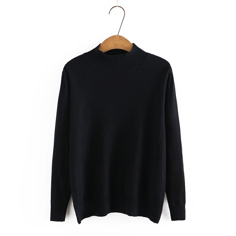 Мама одежда осень-зима черный свитер 2022 для женщин среднего и пожилого возраста короткий сплошной универсальный свитер