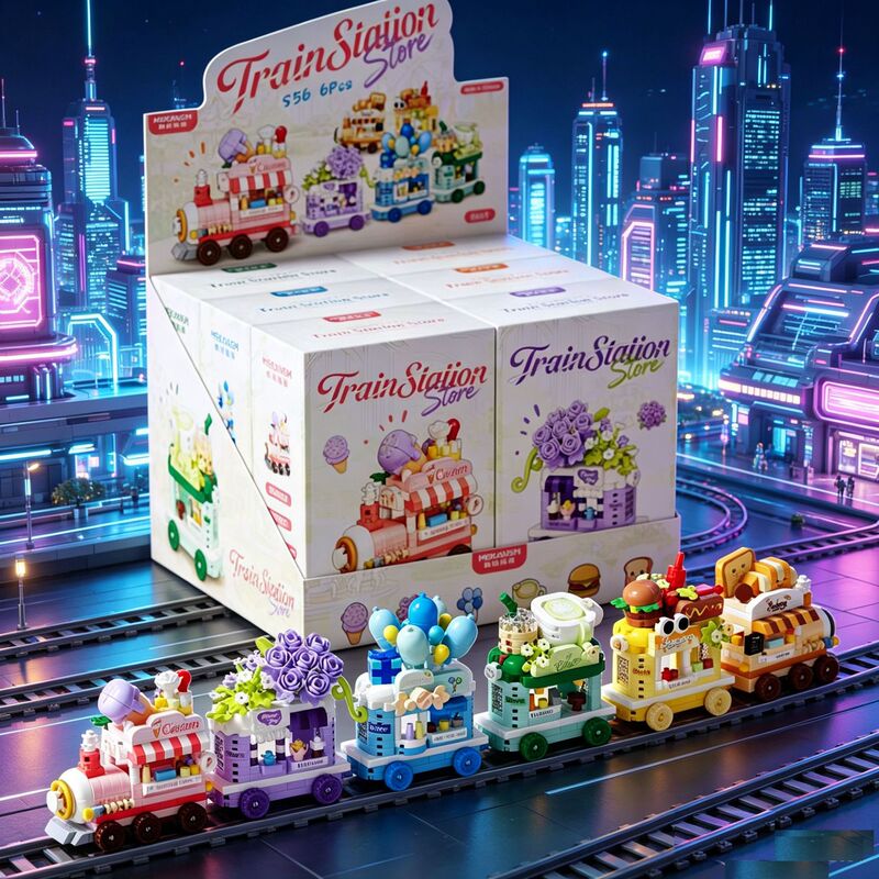Cross-Border Micro-Particle Assembly Building Blocks Mobile Food Truck Series Toys Wholesale and Dropshipping