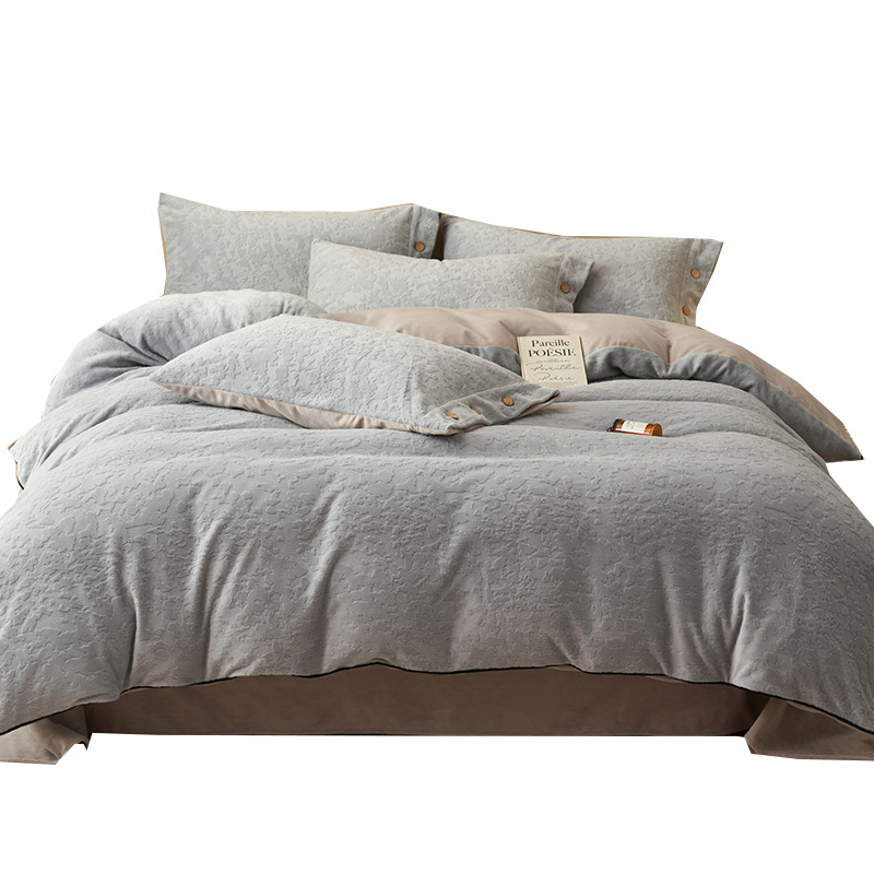 Luz lujosa sensación de alta calidad de leche cama de cuatro piezas en otoño y invierno engrosado cama de coral de doble cara cama de cama de cama de cama de cama