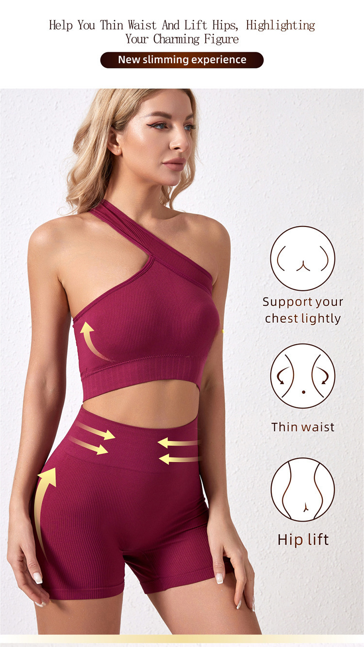 New Sports Vest Women's High Strength Shockproof Underwear Belly-lifting Shorts Split Fitness Yoga suit_voghion.com