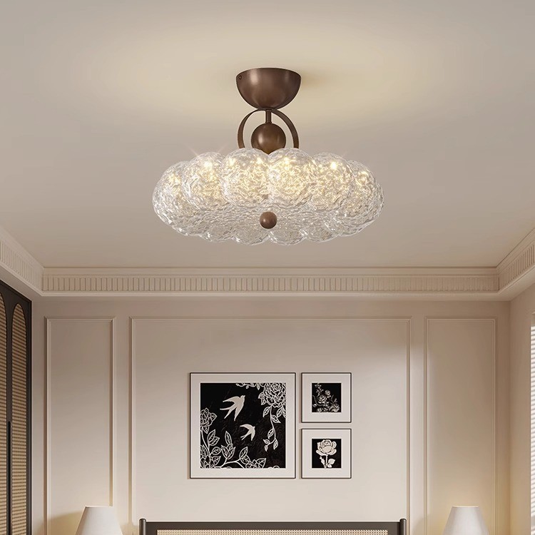 Lámpara de techo de dormitorio Lámpara de estilo antiguo Lámpara de comedor de hoja de oro de lujo ligero francés de alta gama Lámpara de sala de estudio Lámpara de habitación nueva