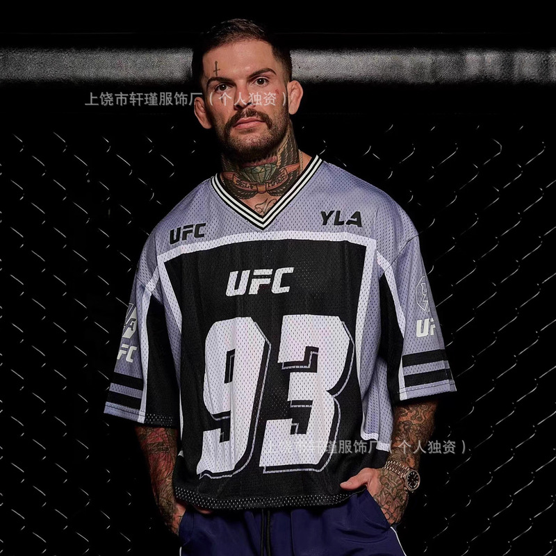 YOUNGLA New American Style Trendy Brand Oversized T-shirt Men's Sports Fitness Quick-drying Breathable 3D Printed Short-sleeved Top