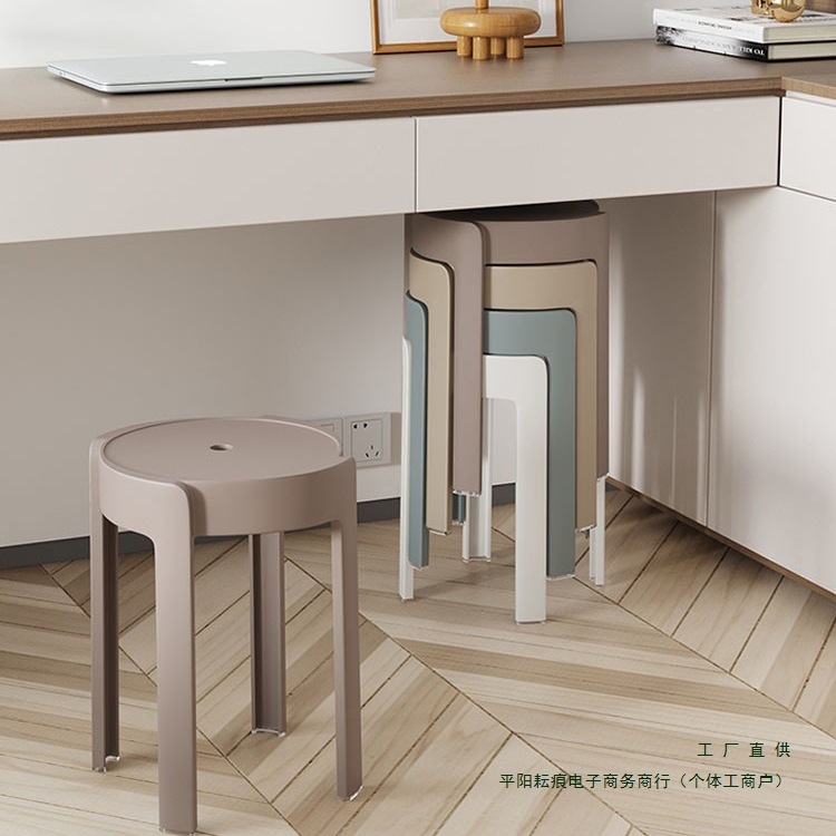 두꺼운 플라스틱 의자, 가정용, 매우 두꺼운, 현대적이고 단순하며 쌓을 수 있고 쌓을 수 있는, 편안한 의자, 높은 원형 의자, 벤치