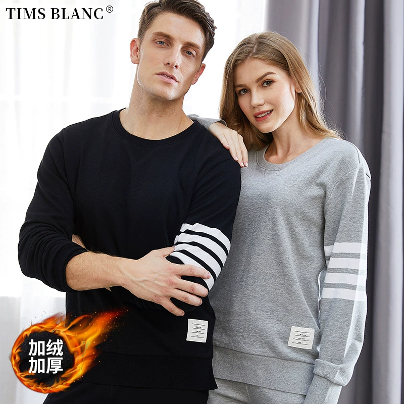 Толстовка с круглым вырезом на флисовой подкладке 1902-2, повседневная, модная, для пар, молодежная, хлопковая, удобная, стильная, универсальная, с длинным рукавом