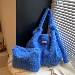 慵懒风毛绒包包女式新款流行毛呢单肩包大容量通勤斜挎包潮子母包