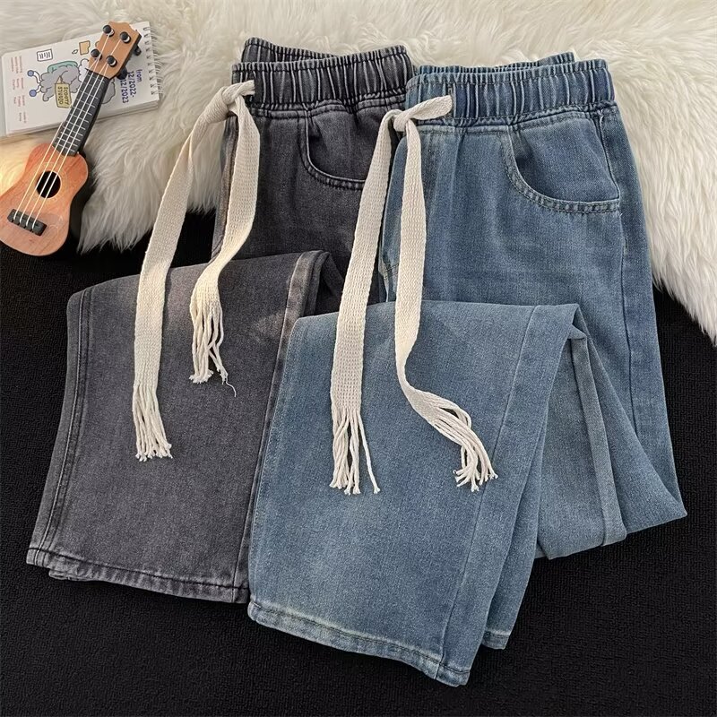 Jeans Men's Straight American Style Design Sense Niche Retro Loose Deep Casual Pants Men's dark blue Washed Wear-resistant