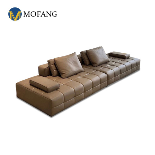 Italian minimalist Lawrence genuine leather sofa cowhide first layer living room small apartment straight line module combination sofa 