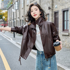 海宁真皮皮衣女2025新款时尚设计感宽松皮外套女士气质翻领机车服