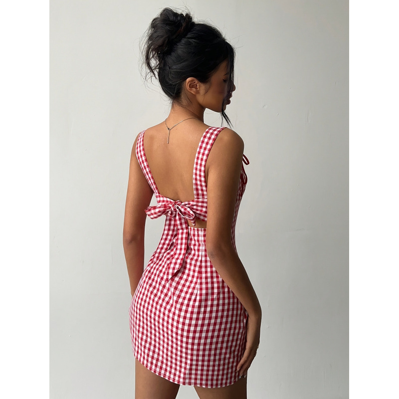 Women's Spring and Summer New Y2K Fashion Plaid Mini Suspender Dress Suitable for Young Girls' Concerts Women's Spring and Summer New Y2K Fashion Plaid Mini Suspender Dress Suitable for Young Girls' Concerts
