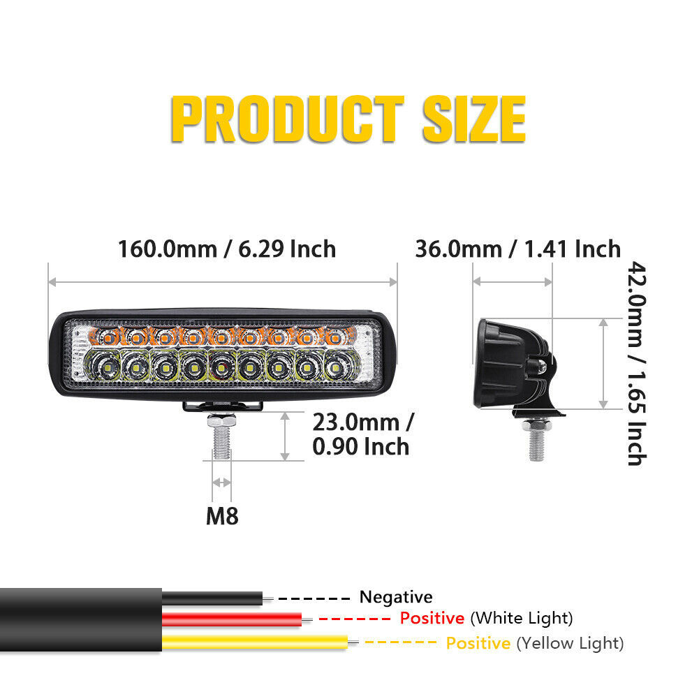 60W lámpara de trabajo bicolor 20LED automóvil faro externo 1 doble fila de una barra de motocicleta foco blanco amarillo image 3