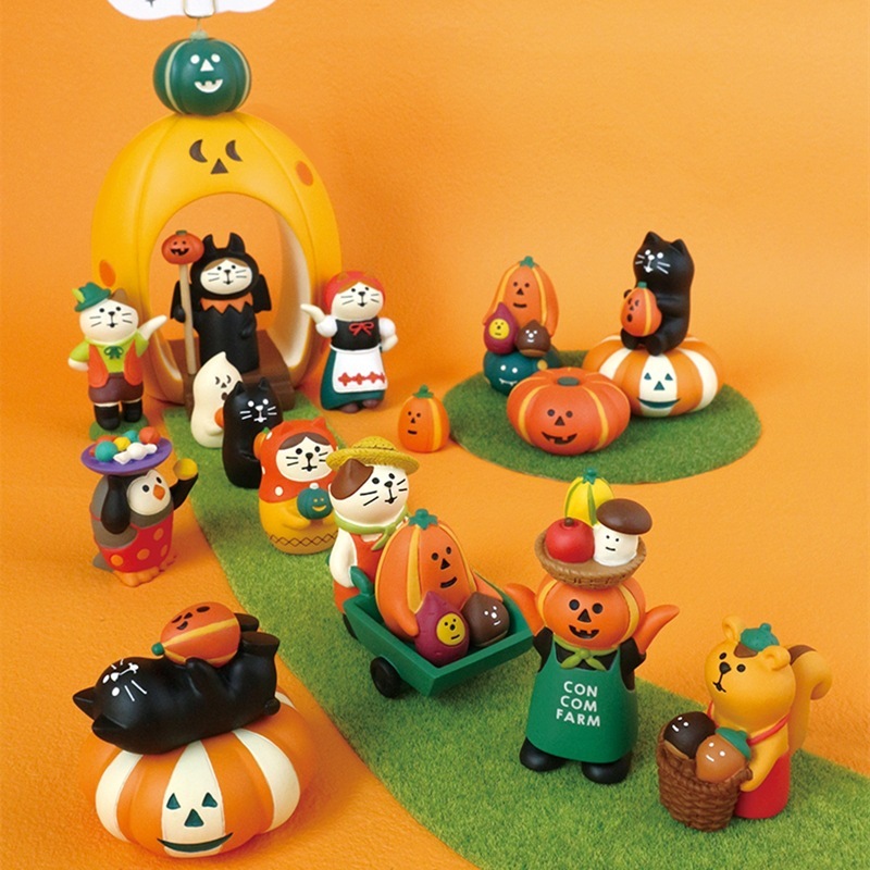 ハロウィンオーナメント雑貨日本猫カボチャトレンディブラインドボックス装飾 DIY 手作り樹脂工芸品小さな装飾品|undefined