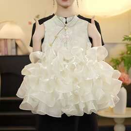 【青荷云漪女童2026新款新中式国风礼服裙蓬蓬裙百搭亮色连衣裙