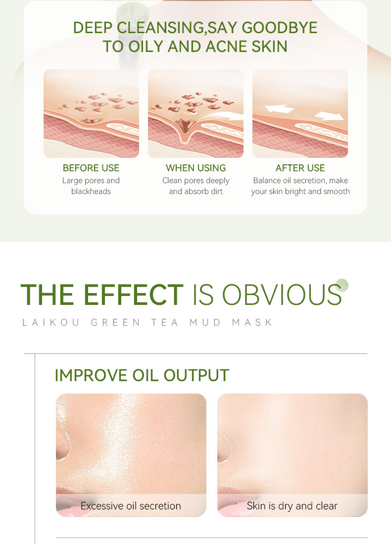 laikou Green Tea Mud Mask 100g Cleansing, Hydrating and Moisturizing Mask Mud wholesale Cross-border New Product undefined