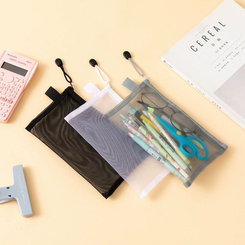 Простая сетчатая пряжа A6 сумка для макияжа сумка для хранения Большая емкость прозрачная студенческая наружная сетка толстая тестная сумка на молнии