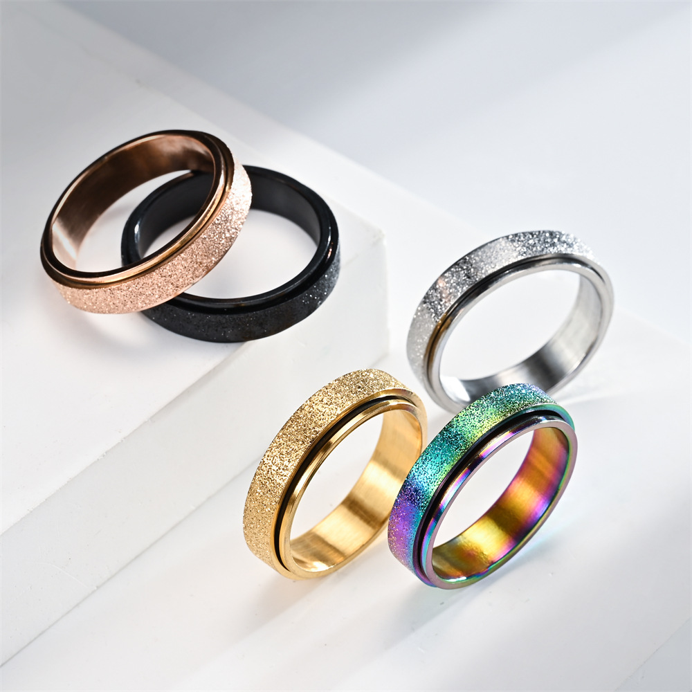 7g Weight Ion Plating (IP) Gold Plating Process Rings Classification 10, 5 Ring Size Elegant Geometric 304 Stainless Steel Plating Unisex Rings