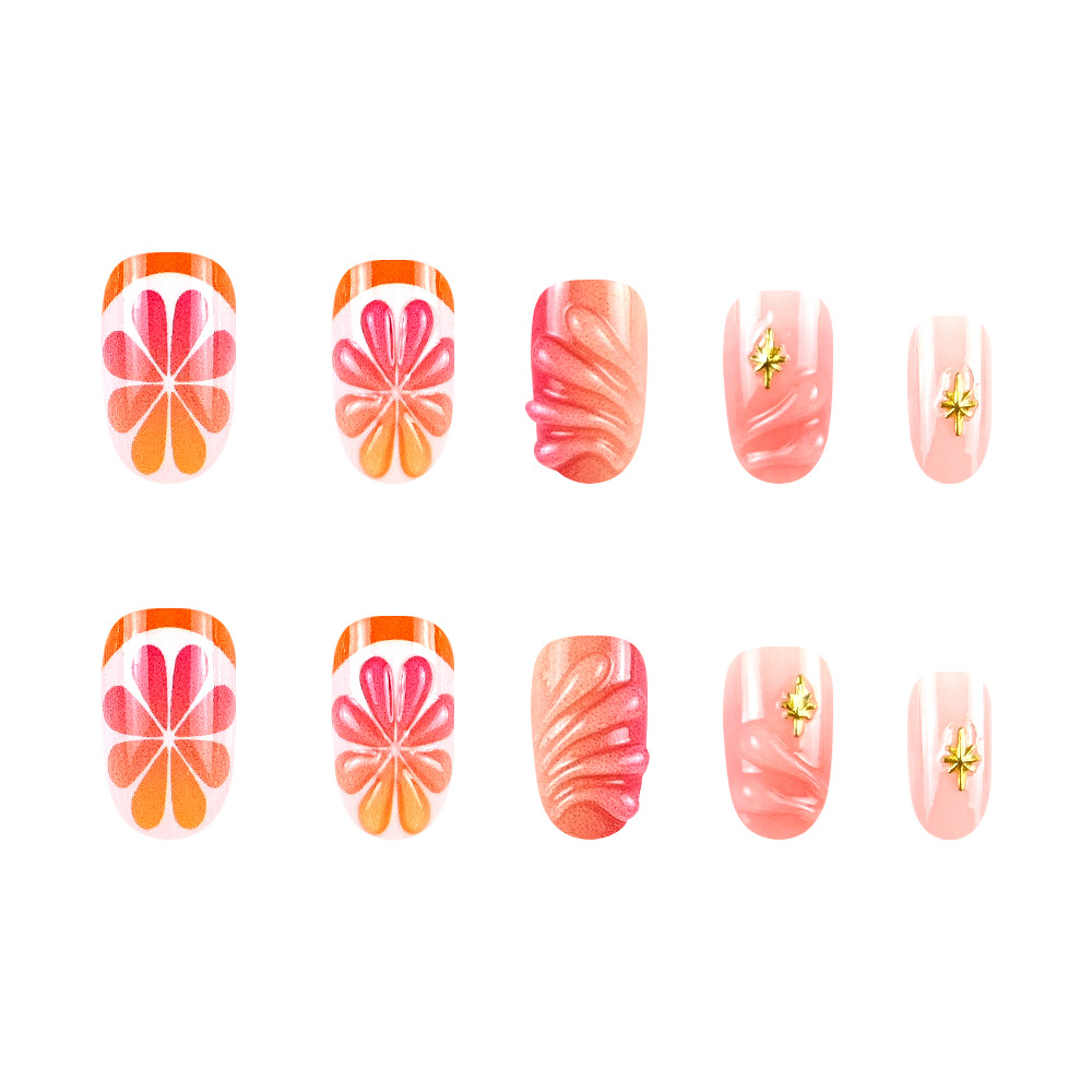3D estereoscópico pomelo Venus desgaste uñas frescas dulces de verano manicurismo 24 piezas de parche de uñas