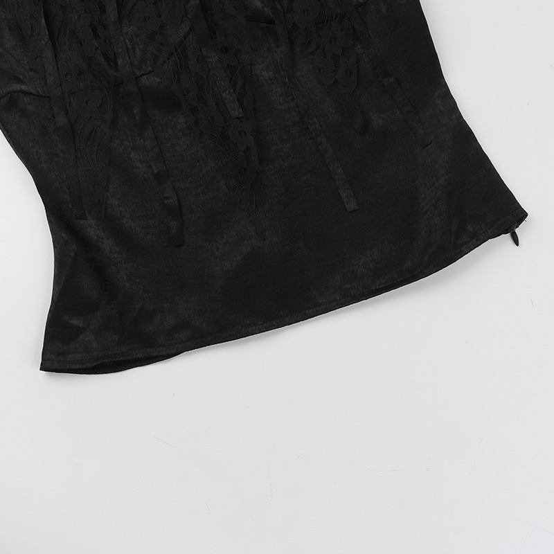 Satin Gothic Halter Top High Neck