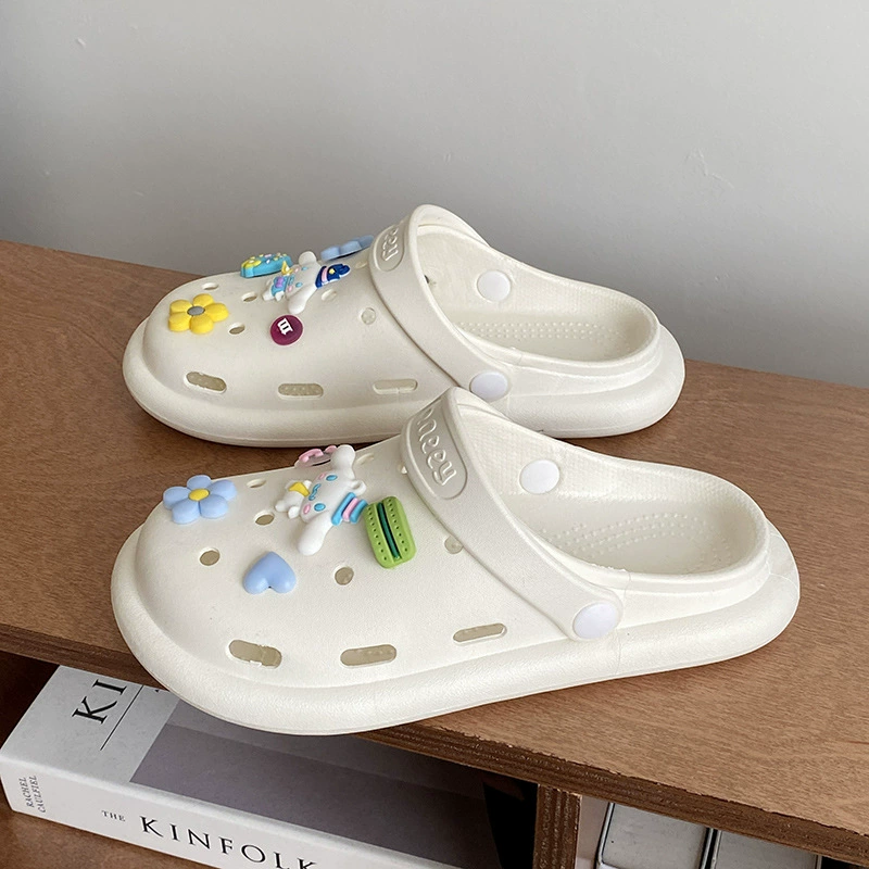 Летняя верхняя одежда для женщин Dly Croc Shoes, новые с толстой подошвой пляжные нескользящие милые баотоу тапочки