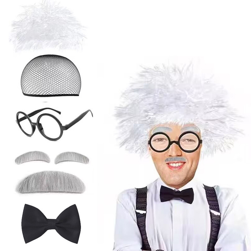 Einstein Old Professor White Braid Wig Children Adult Crazy Scientist Funny Stage Headgear Einstein Old Professor White Braid Wig Children Adult Crazy Scientist Funny Stage Headgear