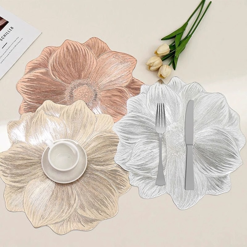 High-value Light Luxury Lotus Non-slip Placemat Bowl Mat Coaster PVC Insulated Thickened Ins Hotel Household Washable Mat High-value Light Luxury Lotus Non-slip Placemat Bowl Mat Coaster PVC Insulated Thickened Ins Hotel Household Washable Mat