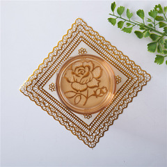 禮品小杯墊墊正方形pvc燙金陶瓷碗隔熱餐墊煙缸花瓶墊子批發