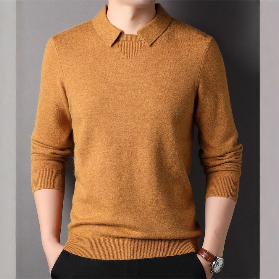 Suéter de hombre 2025, suéter de lana grueso y cálido para otoño e invierno, estilo coreano moderno, corte ajustado.