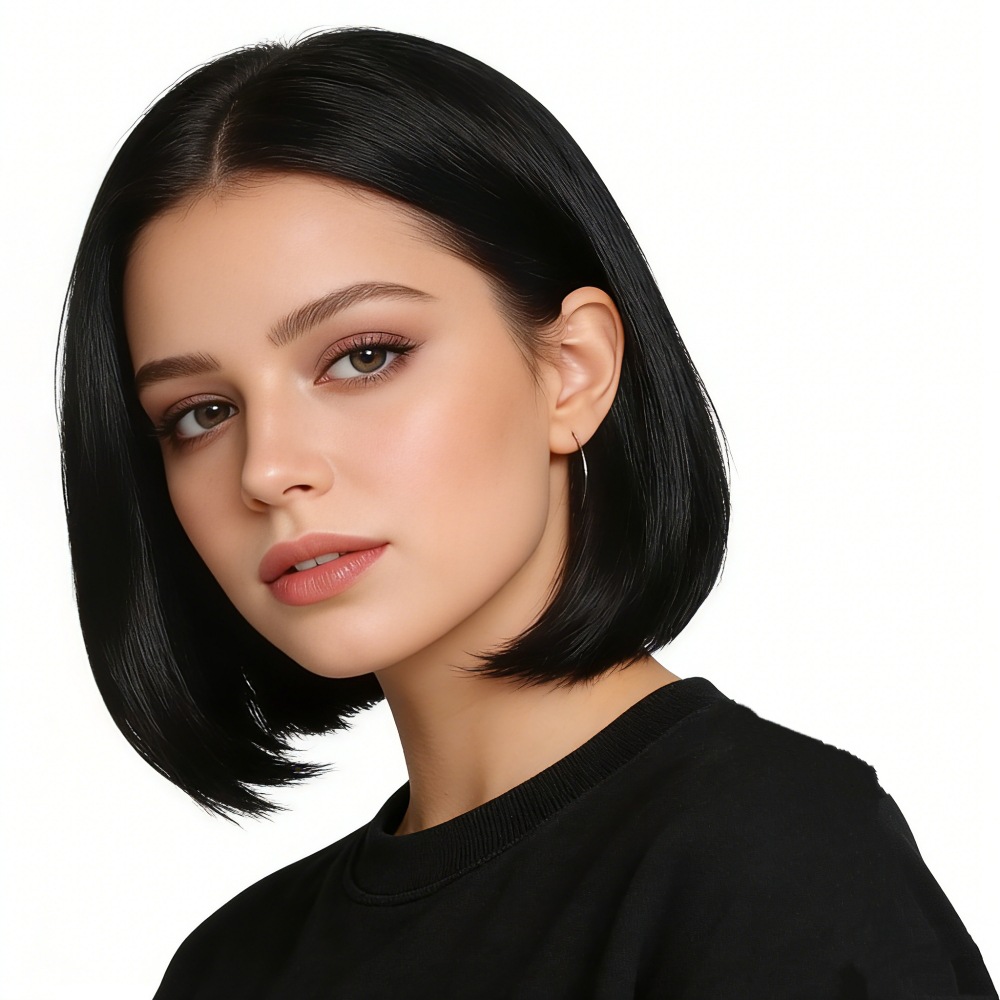 AliExpress nueva peluca femenina pelo corto recto Bobo cabeza temperamento femenino mullido cara reparación fibra química cabeza cubierta proveedor de suministro