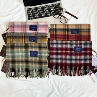 Australian Wool British Versatile Plaid Scarf Women's Winter Men's Couple Cashmere Warm Double-sided Scarf