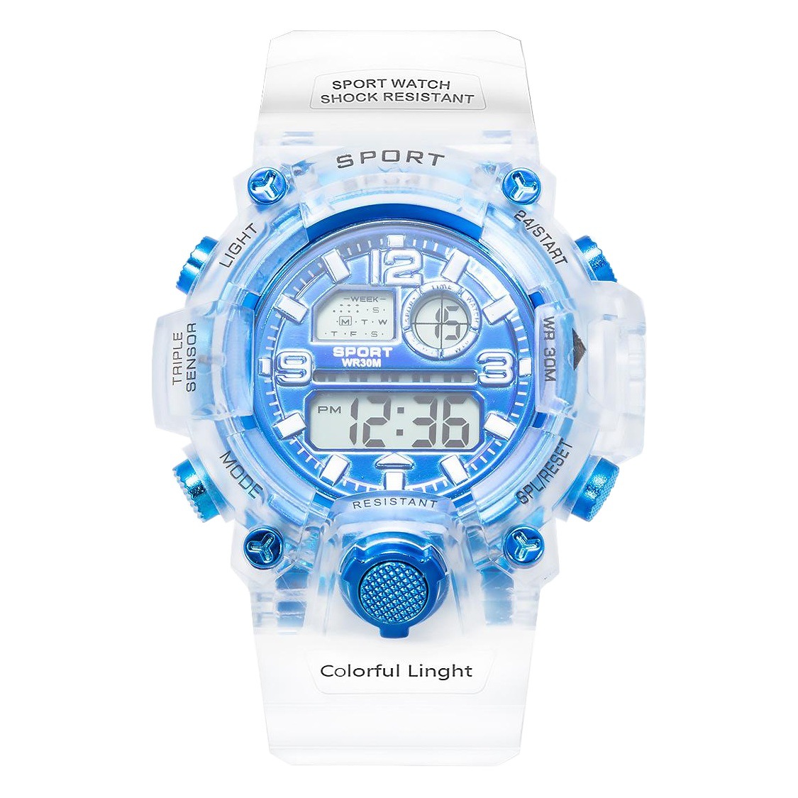 Cross-Border Reloj electrónico impermeable multifuncional para hombres para adolescentes y estudiantes reloj de alarma deportivo luminoso reloj de pareja popular