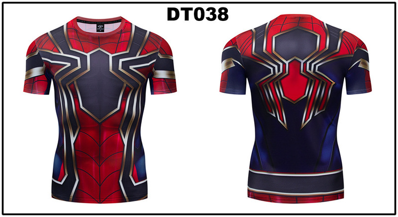 貿易アマゾンメンズアベンジャーズマーベルDC同服スポーツフィットネスストレッチ半袖Tシャツ|undefined
