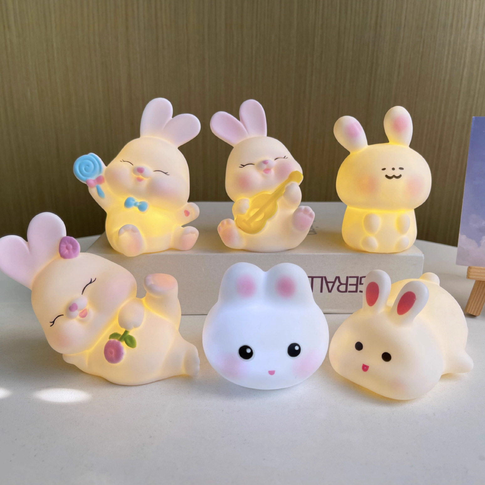 Vinyl Rabbit Night Light Bedroom Cute Cartoon Atmosphere Lamp Children's Birthday Gift Girls' Souvenirs Blind Box Wholesale