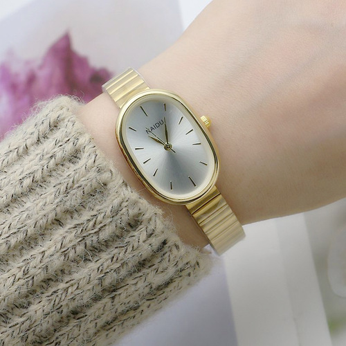 Oval small plate bamboo strap girls watch student mesh strap watch boy watch forest style quartz watch small fresh