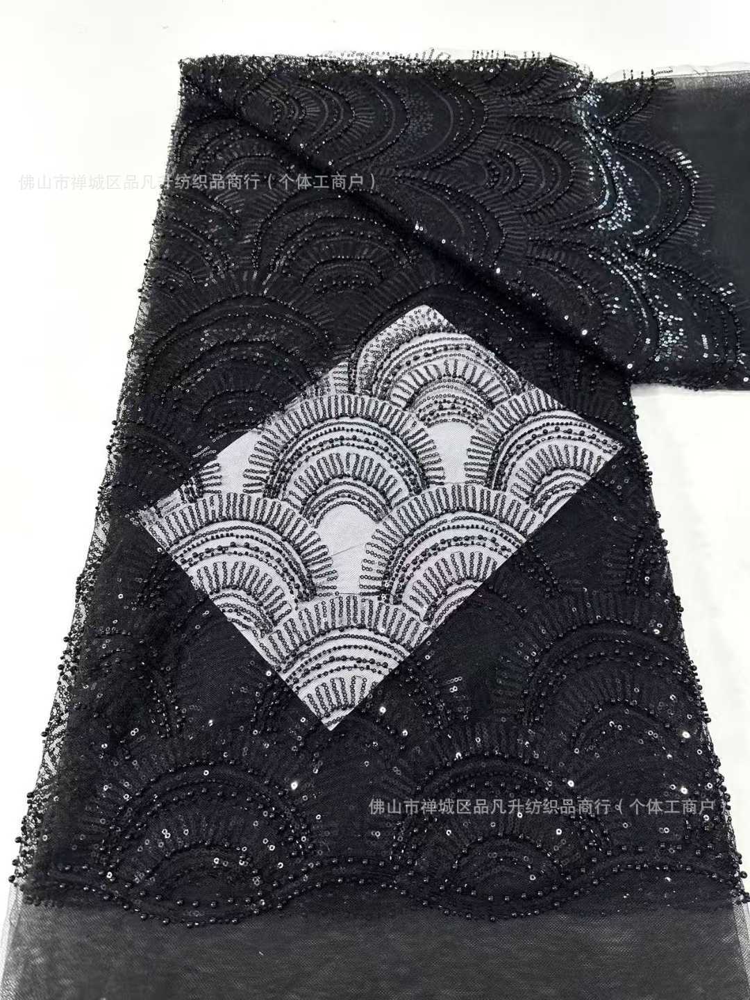 Tejido de sequillas de perlas Mejor calidad Cuentas sequillas Lace Tejido de vestido de boda de alta definición