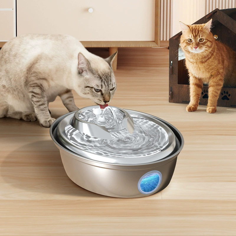 2-литровый кран из нержавеющей стали, диспенсер для воды для кошек, большой круглый оконный автоматический циркуляционный питьевой фонтанчик для домашних животных