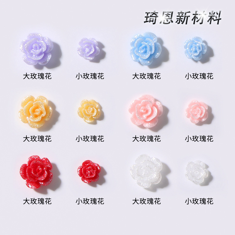 폭발적인 매니큐어 동백 장식품 얼음 투명 색상 오로라 수지 다이아몬드 네일 장식 매직 컬러 크기 입체 꽃