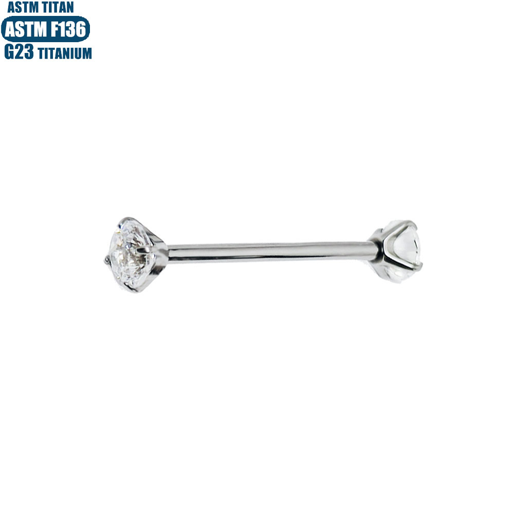 F136 Titanium Alloy Zircon Milk Nail Straight Rod Inner Spiral Body Piercing Jewelry Diaphragm Earrings detail image 7