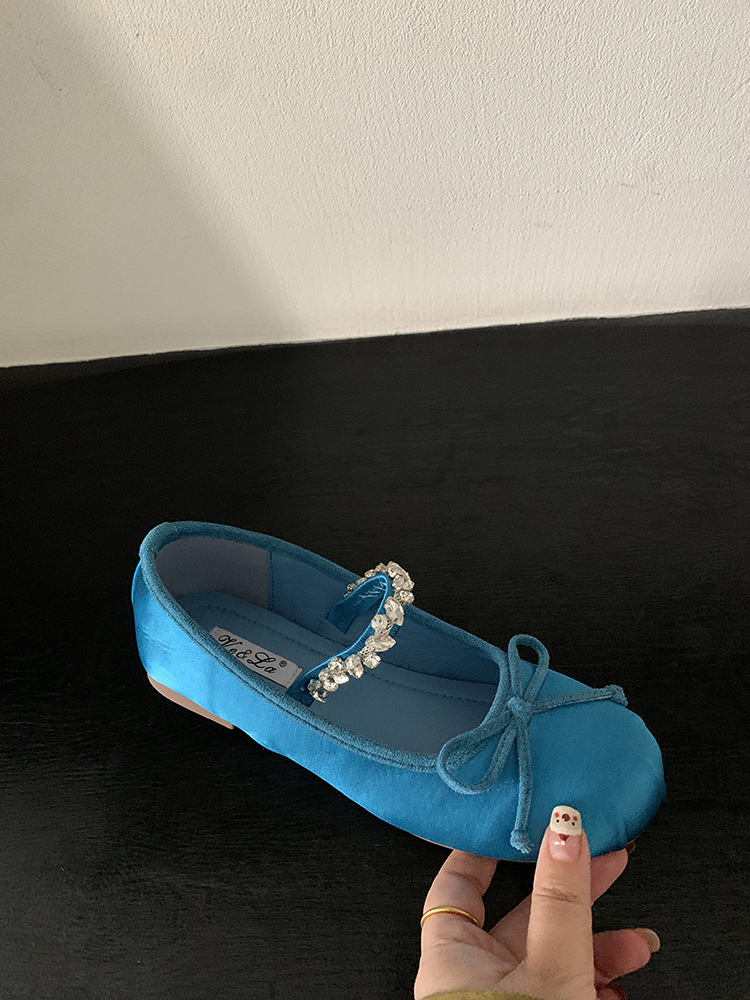 Zapatos de brisa tardía de diamante francés con una sola línea de zapatos de ballet plana de primavera nuevos zapatos de mujer suaves