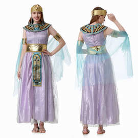 欧美新款万圣节cos埃及希腊女神连衣裙丽人长裙套装丽人演出服