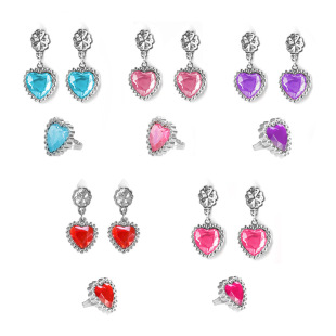 2023 foreign trade frozen girl cute baby Princess jewelry Korean style children's hair accessories suit necklace ring